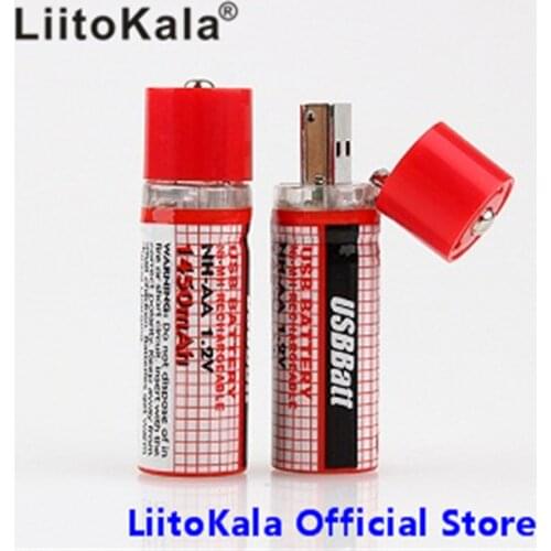 LiitoKala Mini AA Battery Nimh AA 1.2V 1450MAH Rechargeable Battery NIMH USB AA 1450 With Colorful Card CE FCC ROHS