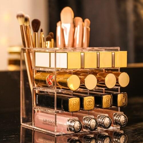 18 Grids Acrylic Lipstick Storage Plastic Box Transparent Make-up Brush Organizer Lip Gloss Cosmetic Display Stand Storage Rack