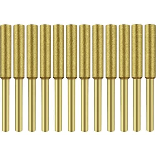 12Pcs Burr Grinding Stone File 4.0mm Titanium Plated Diamond Sharpening Wheels Chainsaw Sharpener Stone Electric Kit