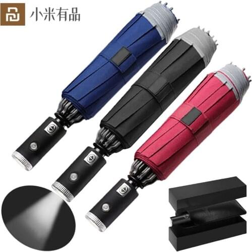 Youpin Zuodu Automatic Folding Open Reverse Umbrella With Flashlight Creative Sunny Rain Strong Reflective Anti-wind Umbrella