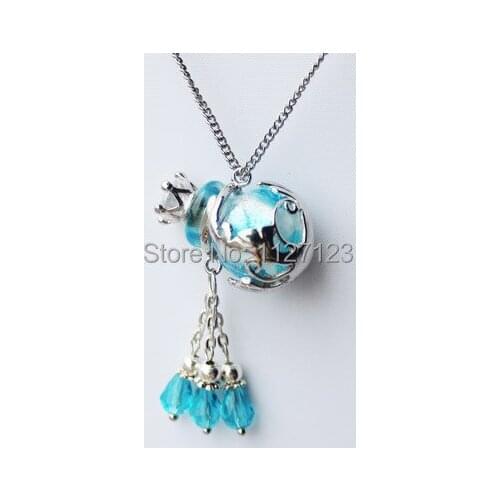 Free shipping!!1pcs Aromatherapy diffuser necklace( Cambridge blue),Murano perfume bottle necklace,Essential oil bottle necklace