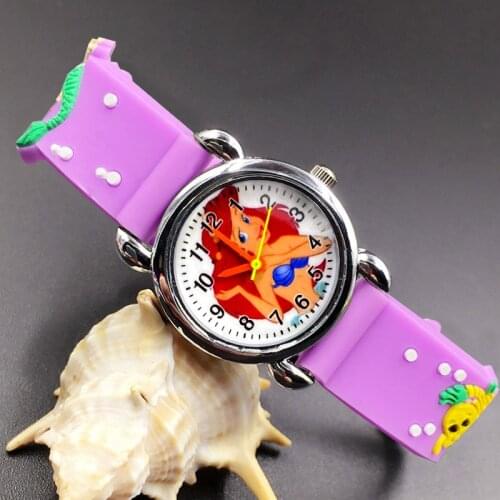 Cartoon Cute Mermaid style Childrens Watches Kids Students girls Quartz 3D Silicone strap Wrist Watch 03