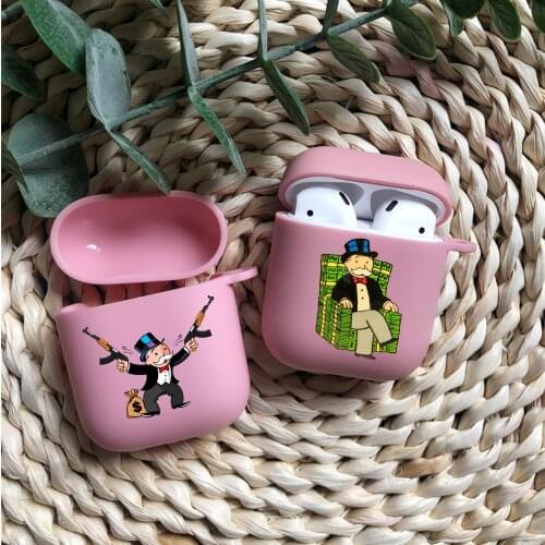 Fashion Cartoon Luxury Dollar Monopolys pink TPU silicone Bluetooth Airpod Case For Airpods 1/2 Airpods pro 3 TPU soft cover