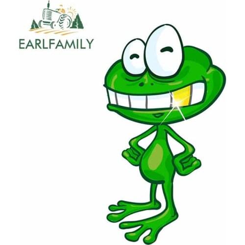 EARLFAMILY 13cm x 7.3cm For Fun Frog Vinyl Car Stickers Cartoon Decal Waterproof Campervan Refrigerator Surfboard Decor