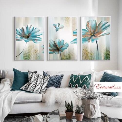 EECAMAIL 5D Triptych Diamond Painting Full Diamonds Embroidered European Retro Flower Diamond Cross Stitch Bedroom Home Decora