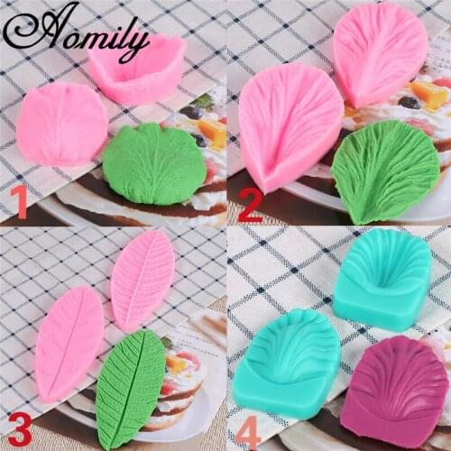 Aomily Petal Leaf Stamper Mold Baking Pastry Chocolate Candy Jelly Cake Mould Kitchen Silicone Mold Fondant Molds Cake Mold