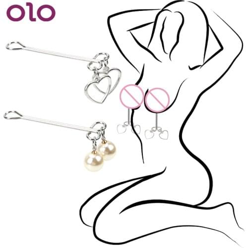 OLO Adult Games 1 Pair Sex Toy for Women Couples Heart Shape Pearl Shape Flirting Torture Toys Nipple Clamps