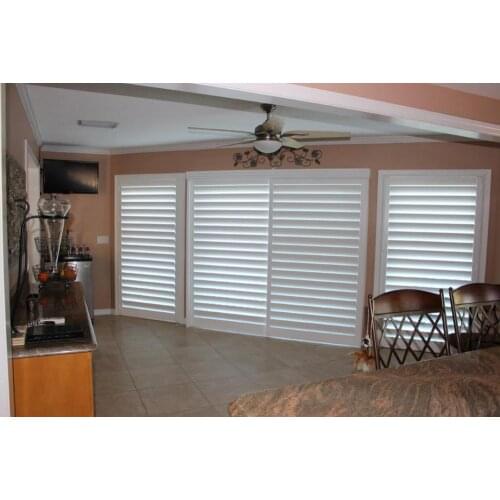 Custom Basswood Plantation Shutters Wooden Blinds Solid Wood Shutter Louvers PS286