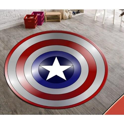 Captain America 6 Patterned Round Carpet, Non Slip Floor Carpet
