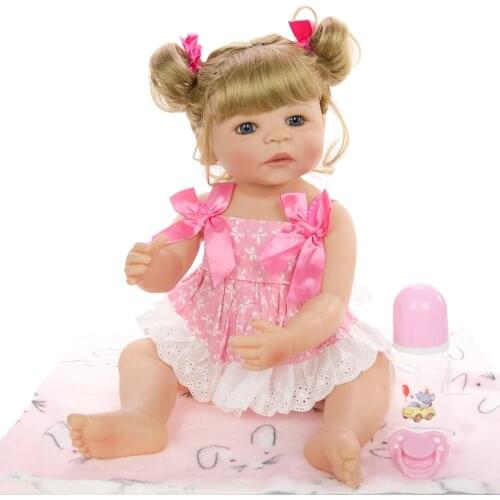 Bebe reborn doll 55cm complete silicone reborn toddler baby dolls com corpo de silicone menina Christmas surprice gifts doll