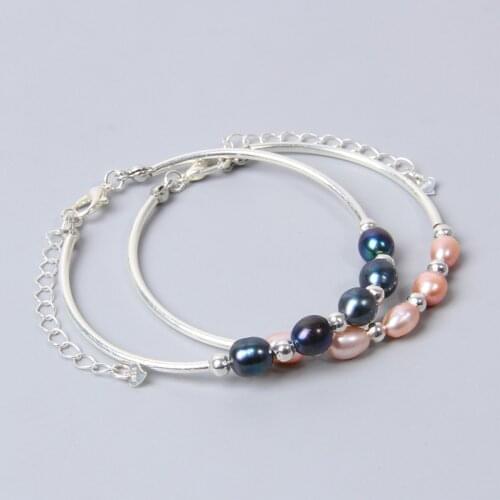 Fashion Pearl Beads Bracelet S925 Slivers Bracelets For Women Men Bangle Freshwater Pearl Jewelry Couple Friendship Bracelet