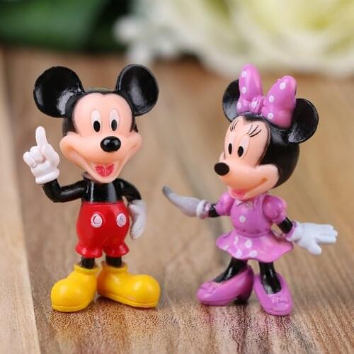 6PCS Disney Mickey Mouse Minnie Mouse Figures Set Birthday Party Cake Decoration PVC Anime Doll Childrens Birthday Gifts