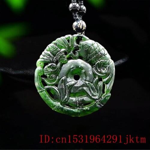 Jade Bat Pendant Necklace Fashion Jewellery Black Green Carved Amulet Charm Natural Fish Chinese Gifts