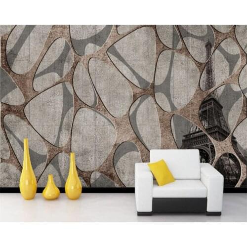 Beibehang Custom wallpaper abstract oval Eiffel Tower retro art background wall living room bedroom background wall 3d wallpaper