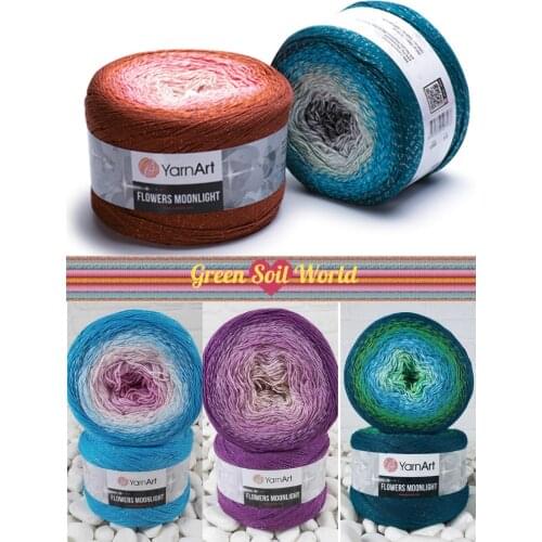 Glitter Silvery Cotton Cake Knitting Yarn - 28 Color Options - 1000 Meters(260gr) - Yarnart Flowers Moonlight - Polyacrylic - Metallic Polyester - Cardigan - Shawls - Blanket - Sweater - Blouse - Dress - DIY