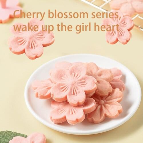 Embossed biscuit baking mould, solid color pink cherry shaped food mould biscuit cake baking chocolate tool household