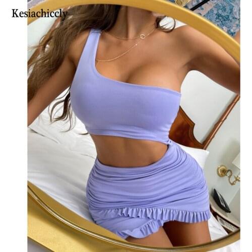 Kesiachiccly Backless Sexy Summer Dress For Women Cut Out Ruffles Bodycon Mini Ruched Dress Hollow Out Casual Dress Vestidos