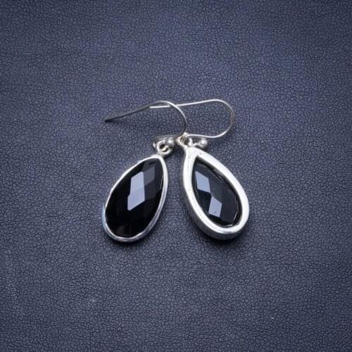 Natural Black Onyx Handmade Unique 925 Sterling Silver Earrings 1.25" X4369