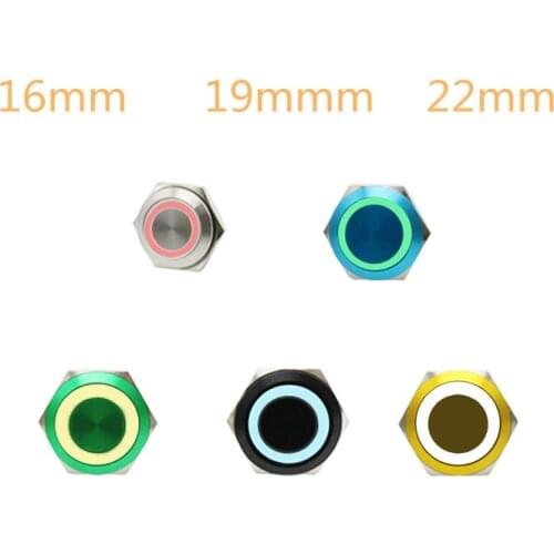 16/19/22mm 3 Triple Color RGB LED Light Mirco Switch Short Strock Momentary Self-Reset Waterproof Metal Push Button Switch Power