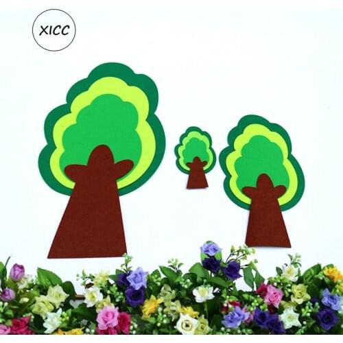 XICC Hot Sale Felt Non-woven Green Tree Patches Wall Stickers Kindergarten Large Paste Handmade DIY Classroom Home Decoration