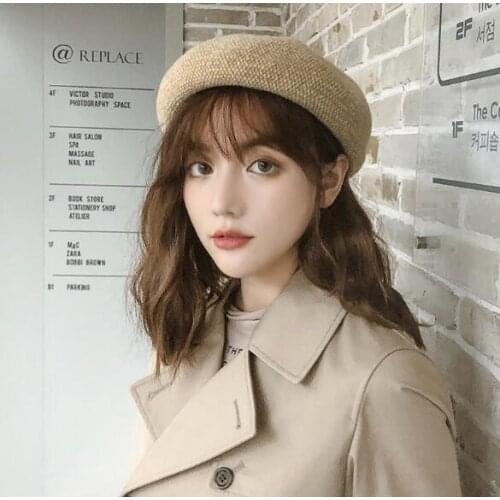 Lady Spring Winter Sweet Berets Hat Painter Style Hat Women Wool Vintage Berets Solid Color Caps Female Bonnet Warm Walking Cap