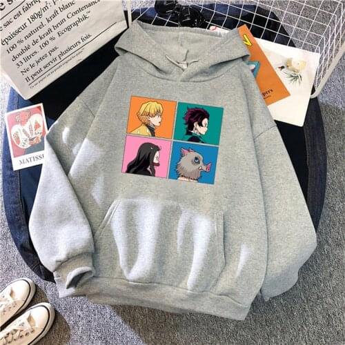 Demon Slayer Manga Hoodies Women Kawaii Japanese Anime Pullovers Harajuku Cartoon Streetwear Fashion Tops Sweatshirts Lady