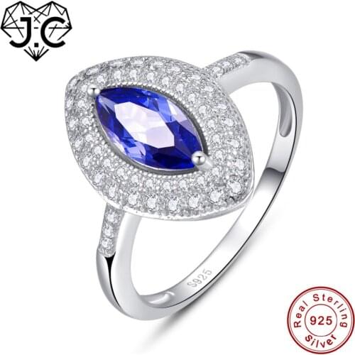 J.C Marquise Cut Amethyst & Tanzanite White Topaz 925 Sterling Silver Ring Size 6 7 8 9 Luxury Wedding Bands Women Fine Jewelry