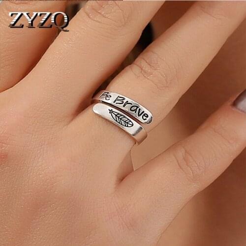 ZYZQ Retro Silver Plated Arrow Feather Rings For Women Men Punk Opening Adjustment Rings Statement Finger Jewelry