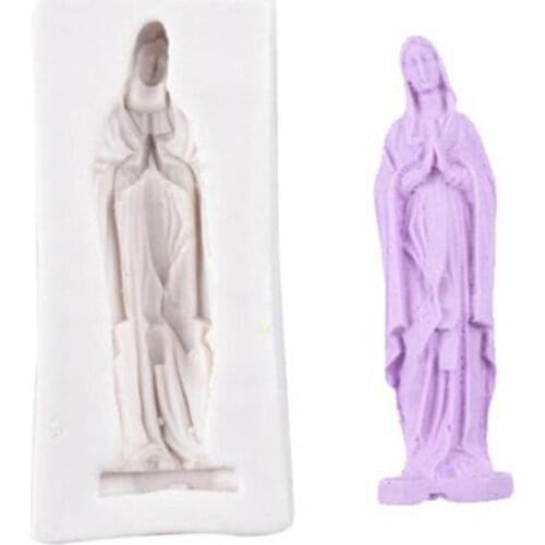 Silicone Mould Virgin Mary 3D Mold Soap Moulds Fondant Cake Decor Baking Tools 1pc