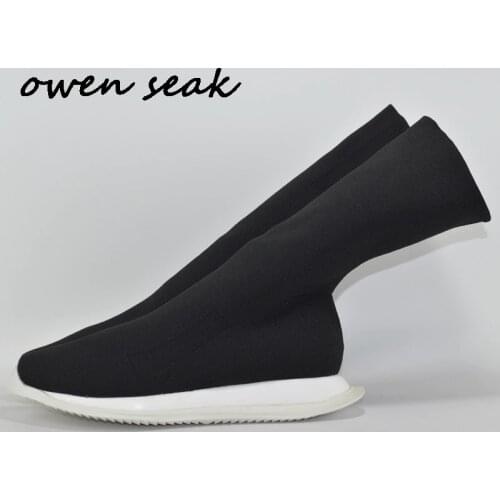 19ss Owen Seak Men Casual Sock Shoes Knee High Knitting Boots Luxury Trainers Spring Man Slip-On Flats Black Shoes Sneakers