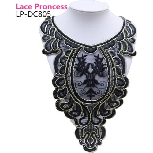 2 PCS LP-DC805 Black polyester Embroidered venise lace collar lace trim clothing Accessories collar flower 190mm*360MM