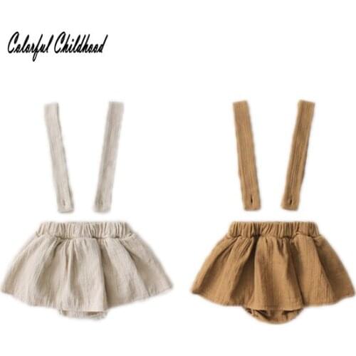 2018 New Born Baby Girl Clothes Summer Sleeveless Linen Rompers Suspender Skirt bodysuit Infant Toddler Outfit Kids dress romper