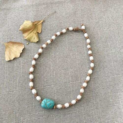 2020 New Leather Freshwater Pearl Necklace Women Baroque Weaved Collares De Moda Ladies High Jewelry Add Charm Party Wedding