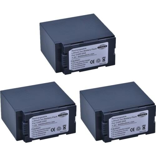 3Pc 5400mAh CGA-D54 CGA D54 D54S Camera Battery for Panasonic CGA-D54 Panasonic AG-AC8PJ AG-AC90A AG-HPX250 HC-X1000 AG-HPX255