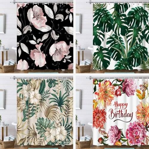 3D Flower and plant Print Nordic Style Shower Curtain Set Hook Natural Landscape Home Decoration Bathroom Curtains Bestselling
