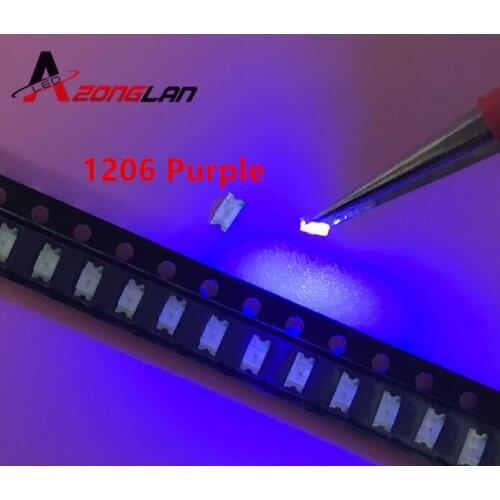 500pcs 1206 purple/uv smd super bright lamp lights-emitting diodes 390-410NM 3..2*1.6*0.8MM SMD 1206 LED DIODES