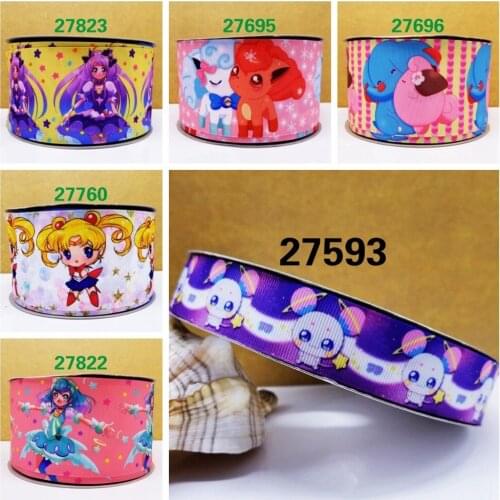 Free shipping 50 yard cartoon printed grosgrain ribbon 27695