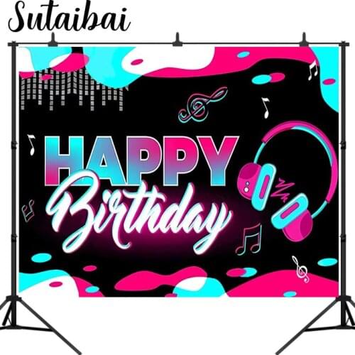 Glitter Music Theme Tik Headset Custom Backdrop Birthday Wedding Party Photography Background Poster Decor Studio Photocall