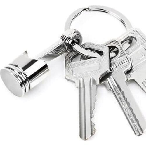 Car Piston Keychain Zinc Alloy Mens Car Engine Auto Part Alloy Metal Piston Model Keychain Keyring Keyfob Gift European style