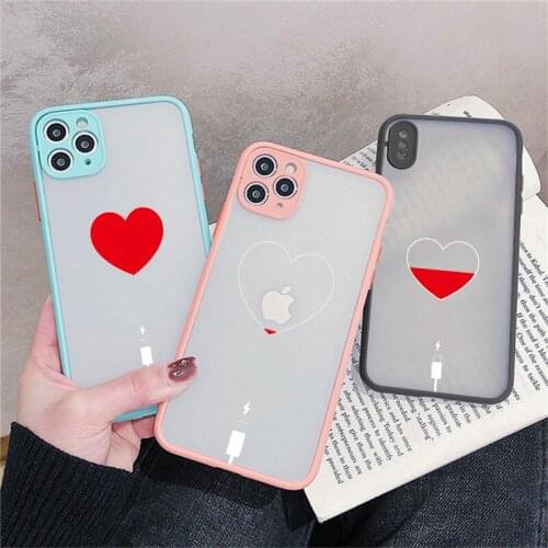 Charge Heart Phone Case For iphone 11 12 Pro Max 6s 7 8 Plus SE 2020 for iphone X XS MAX XR Back Hard Couple Charging Love Cover