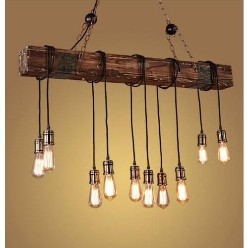 Institute American style retro industrial style barber shop restaurant living room bar wooden long wooden Chandelier