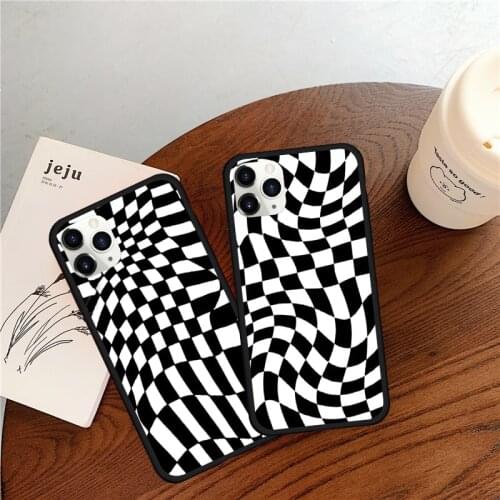 GYKZ Crazy Checkered Plaid Phone Case For iPhone 11 Pro 7 XS MAX SE 2020 X XR 8 6s Plus Checker Silicone Matte Back Cover Fundas