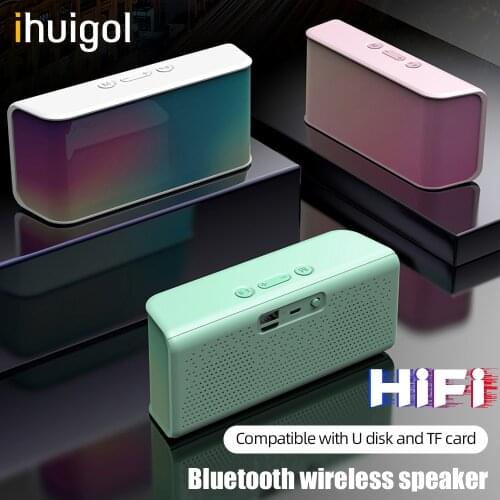 Ihuigol Bluetooth Wireless Speaker Stereo Music Surround Speaker Support TF Card U Disk USB Column Portable Outdoor Loudspeaker