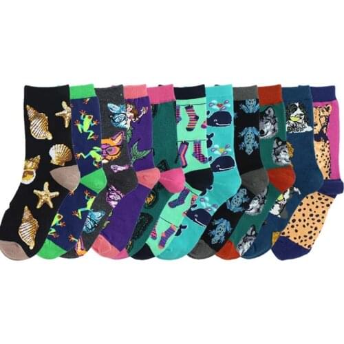 Quality Casual Colorful Novelty Animal Cool Funny Socks Mermaid Dog Cotton Crew Women Socks Female Calcetines Mujer Harajuku