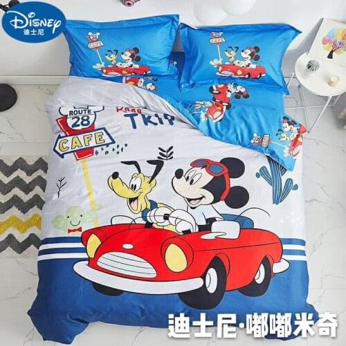 Disney Mickey Minnie Cute Patterned Bedding Set Soft Duvet Quilt Cover Pillowcase Bed Sheet for Girls and Boys Bedroom Decor