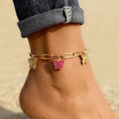 Creative Multiple Butterfly Pendants Anklet Chain Anklet For Women Girls Fashion Hollow Chain Foot Ankle Bohemian Jewelry
