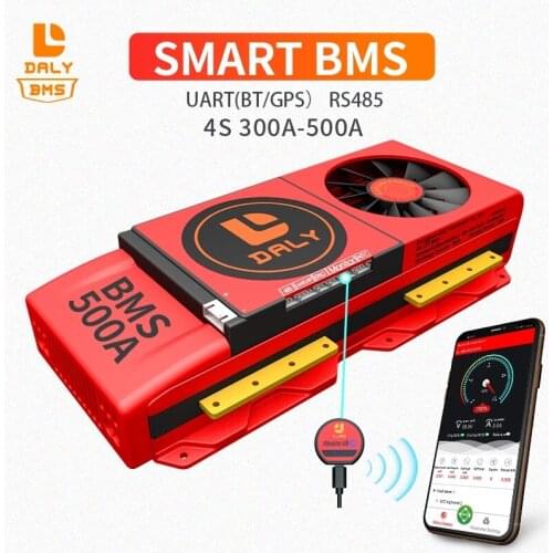 Daly BMS 18650 lithium battery Pack lifepo4 bms 4S 12V 300A 400A 500A with fan common port with balance for solar