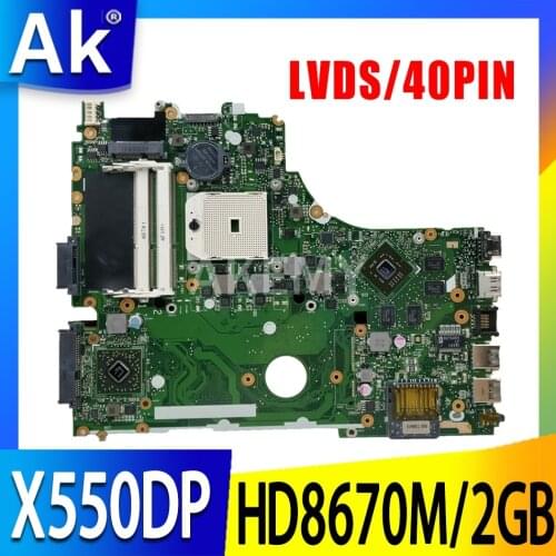 X550DP Mainboard REV2.0 For ASUS X550DP X750DP X550 X550D K550DP Laptop Motherboard LVDS/40PIN HD8670M/2GB