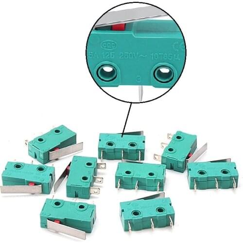 MEGA 10pcs 20pcs DC 5A 250V-10T85μ KW4-3Z-3 Mini Micro Limit Switch 3Prongs 3Pin N/O N/C KW4 3D Printer Parts Free Shipping