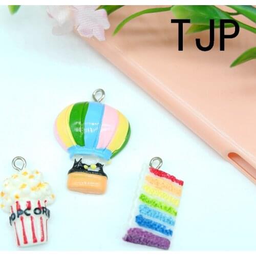 Kawaii hot air balloon Popcorn cake Charms Pendants for DIY decoration bracelets necklace earring key chain Jewelry Making